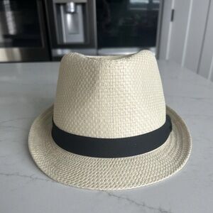 Dockers Straw Fedora Hat Men's Small/Medium Tan Hat With Black Bands